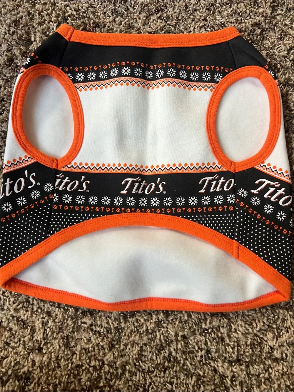 Tito's Orange & Black Dog sweater Medium